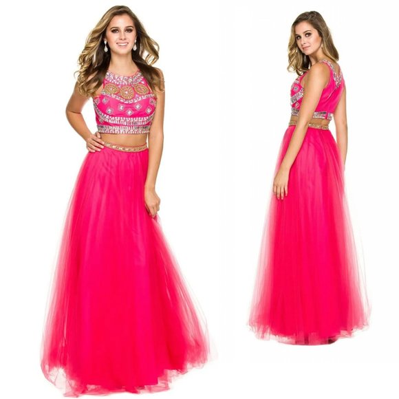 NWT Nox Anabel - 8162 Two Piece Jeweled A-line Puffy skirt Prom Dress S,M,L,XL - Picture 1 of 13